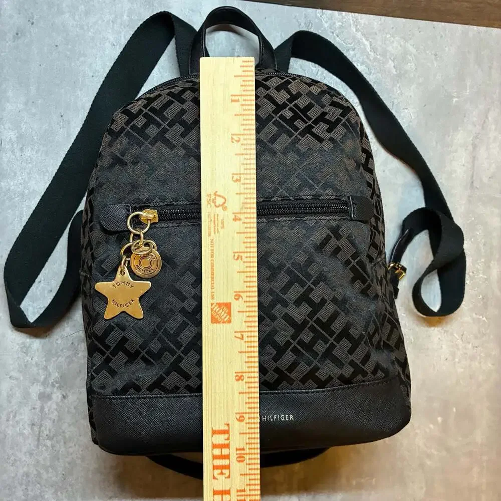 Tommy Hilfiger Charming Tommy Black Nylon Quilted Mini Backpack Gold Hardware